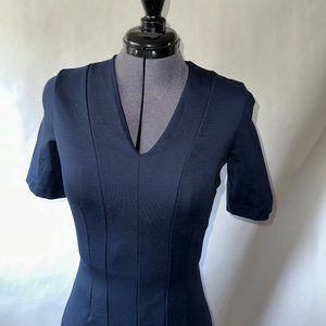 Brooks Brothers zip-back navy V-neck dress
